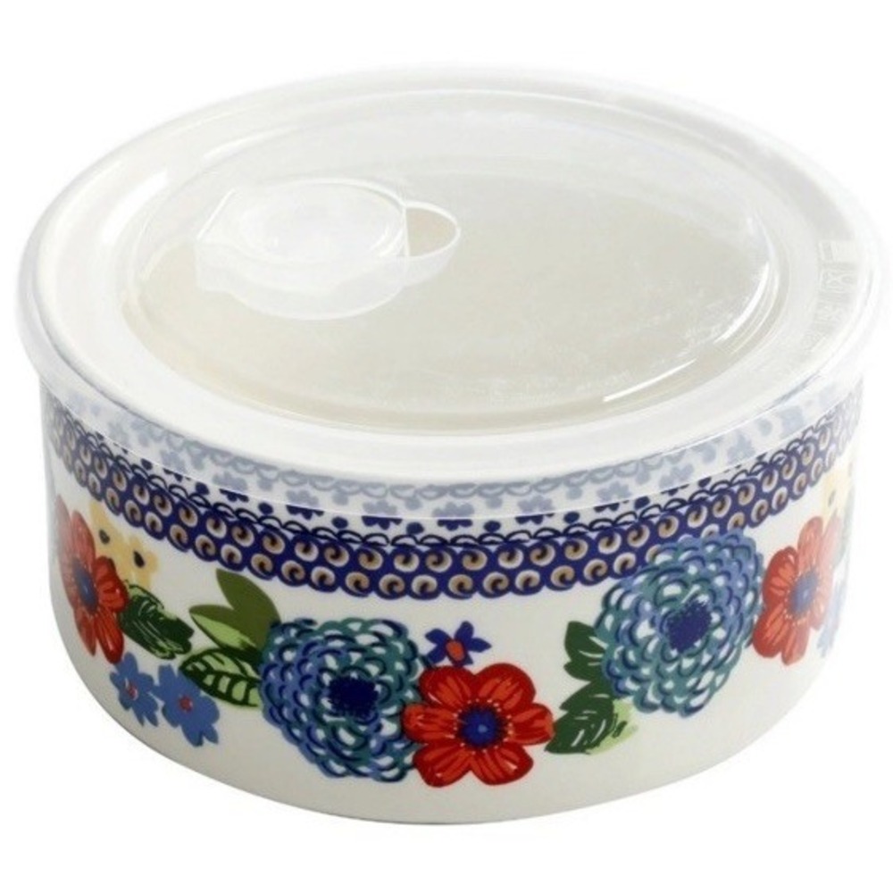 Pioneer Woman Dazzling Dahlias Floral Stonewear 6" Bowl with Vented Lid